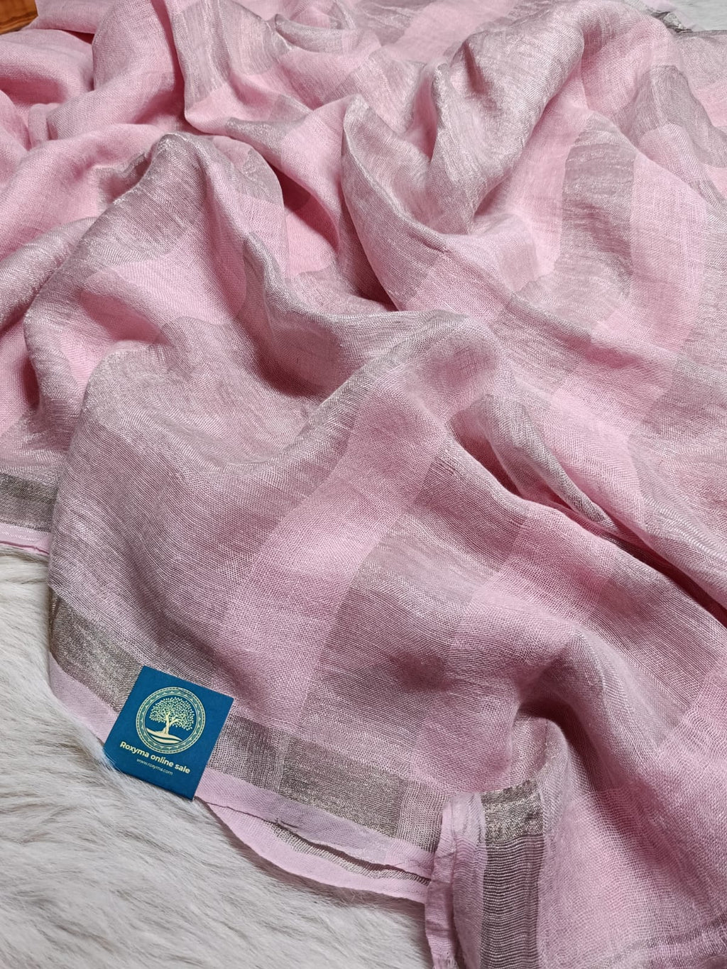 Pure Handwoven Jaishree Linen in Baby Pink Shed