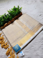 Mulmul Cotton Saree With Golden Zari Naksha  Women Border