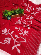 Pure Handwoven Fine Cotton Jamdani Saree