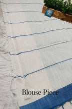 Pure Cotton Saree with Double  Contrast Border and Blouse Piece
