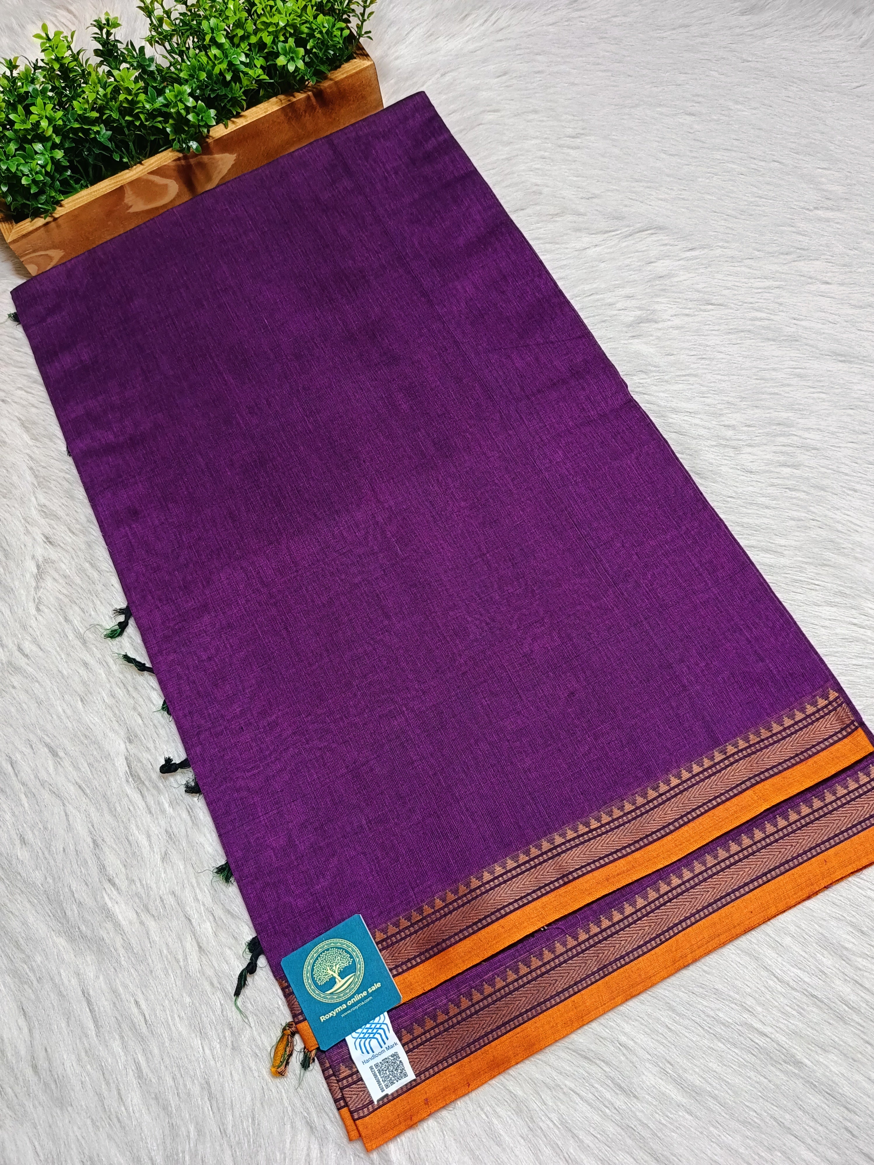 Bengal Handwoven Dhaniyakhali Cotton Saree with Customised Narayanpet Border