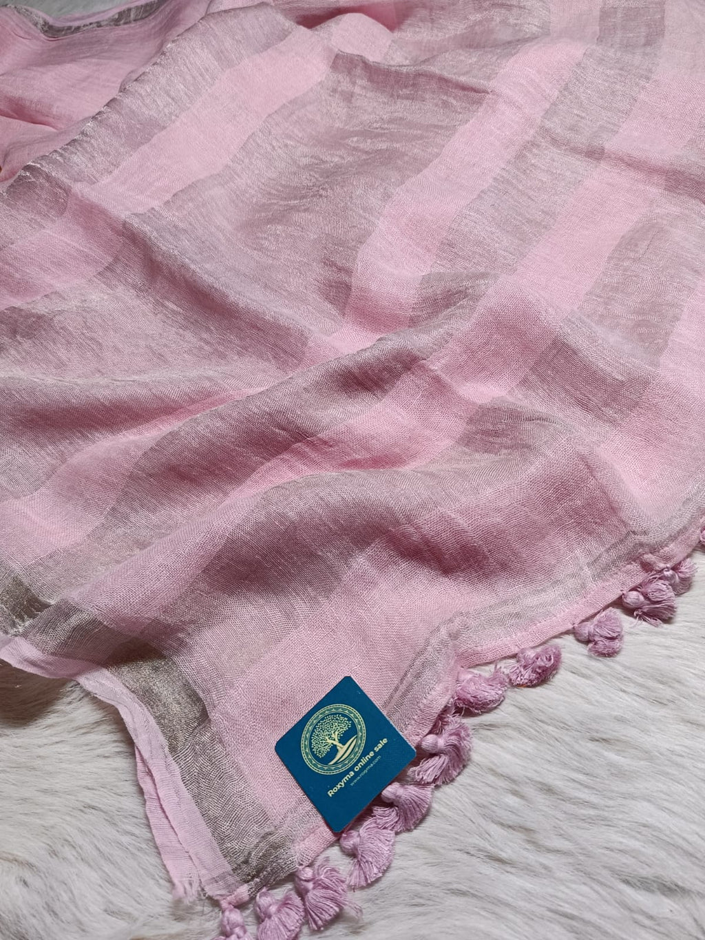 Pure Handwoven Jaishree Linen in Baby Pink Shed