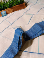 Pure Cotton Saree with Double  Contrast Border and Blouse Piece