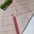 Pure Cotton Saree with Double  Contrast Border and Blouse Piece