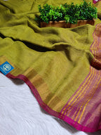 Jayasree Linen Saree With Zari Border and Blouse Piece
