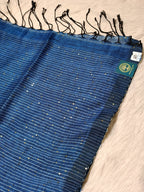 Pure Linen Handwoven Saree with Sequin Floral Motifs & Running Blouse Piece