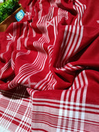 Red Cotton Jamdani Saree with Bhujodi-Style Weaving