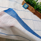 Pure Cotton Saree with Double  Contrast Border and Blouse Piece