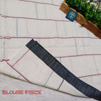 Pure Cotton Saree with Double  Contrast Border and Blouse Piece