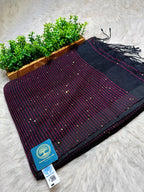 Pure Linen Handwoven Saree with Sequin Floral Motifs & Running Blouse Piece