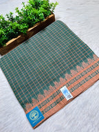 Premium Handwoven Dhonekhali Cotton Saree – Traditional Border | No Blouse Piece