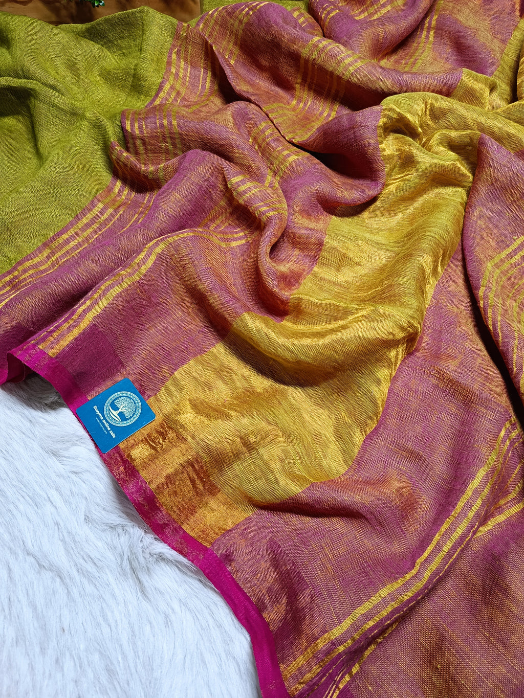 Jayasree Linen Saree With Zari Border and Blouse Piece
