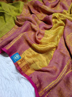Jayasree Linen Saree With Zari Border and Blouse Piece