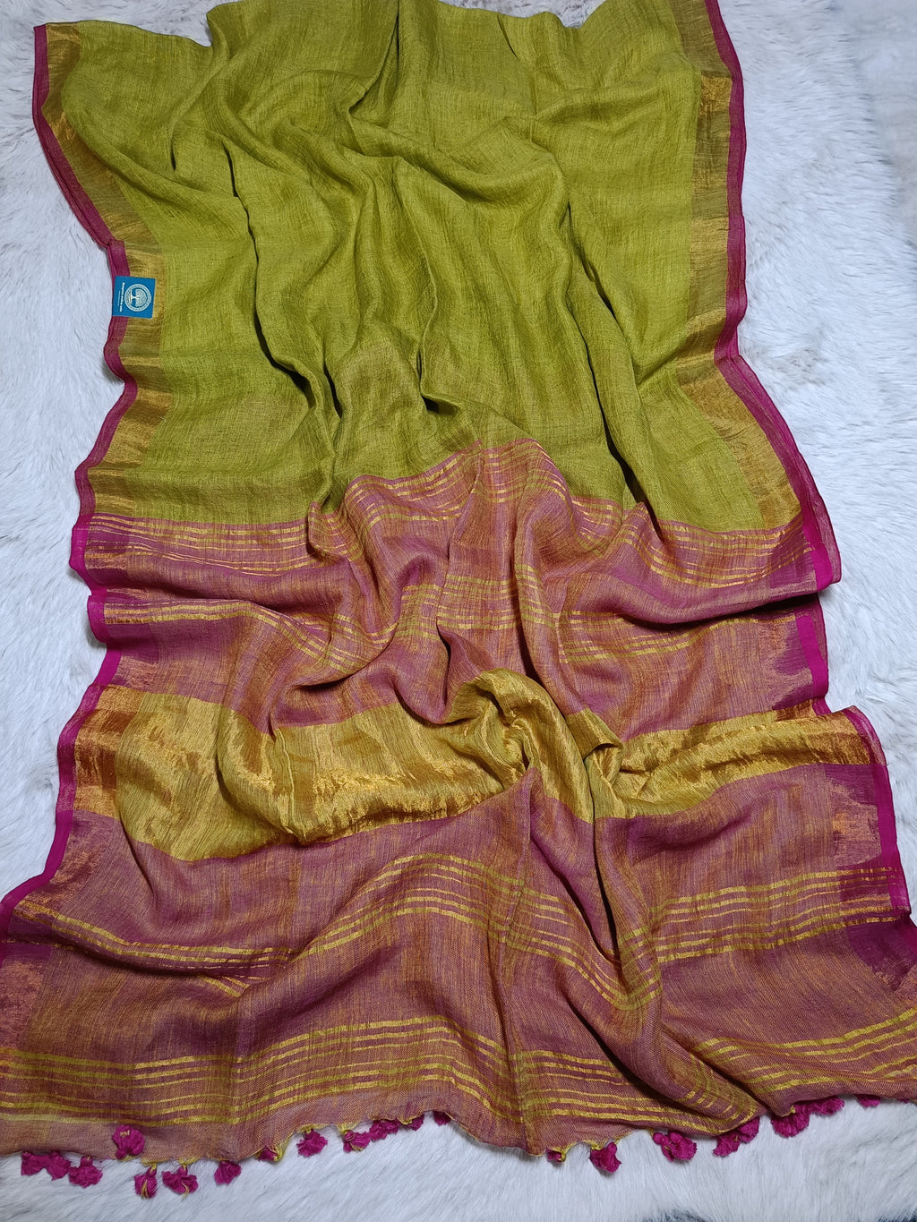 Jayasree Linen Saree With Zari Border and Blouse Piece