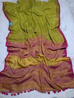 Jayasree Linen Saree With Zari Border and Blouse Piece