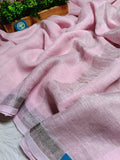 Pure Handwoven Jaishree Linen in Baby Pink Shed