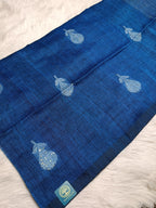 Pure Linen Handwoven Saree with Sequin Floral Motifs & Running Blouse Piece