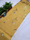 Premium Handwoven Tissue Linen Saree with Tulip Motifs & Blouse Piece