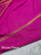 Handwoven Magenta Jaishree Linen Jamdani Saree with Golden Zari Pallu