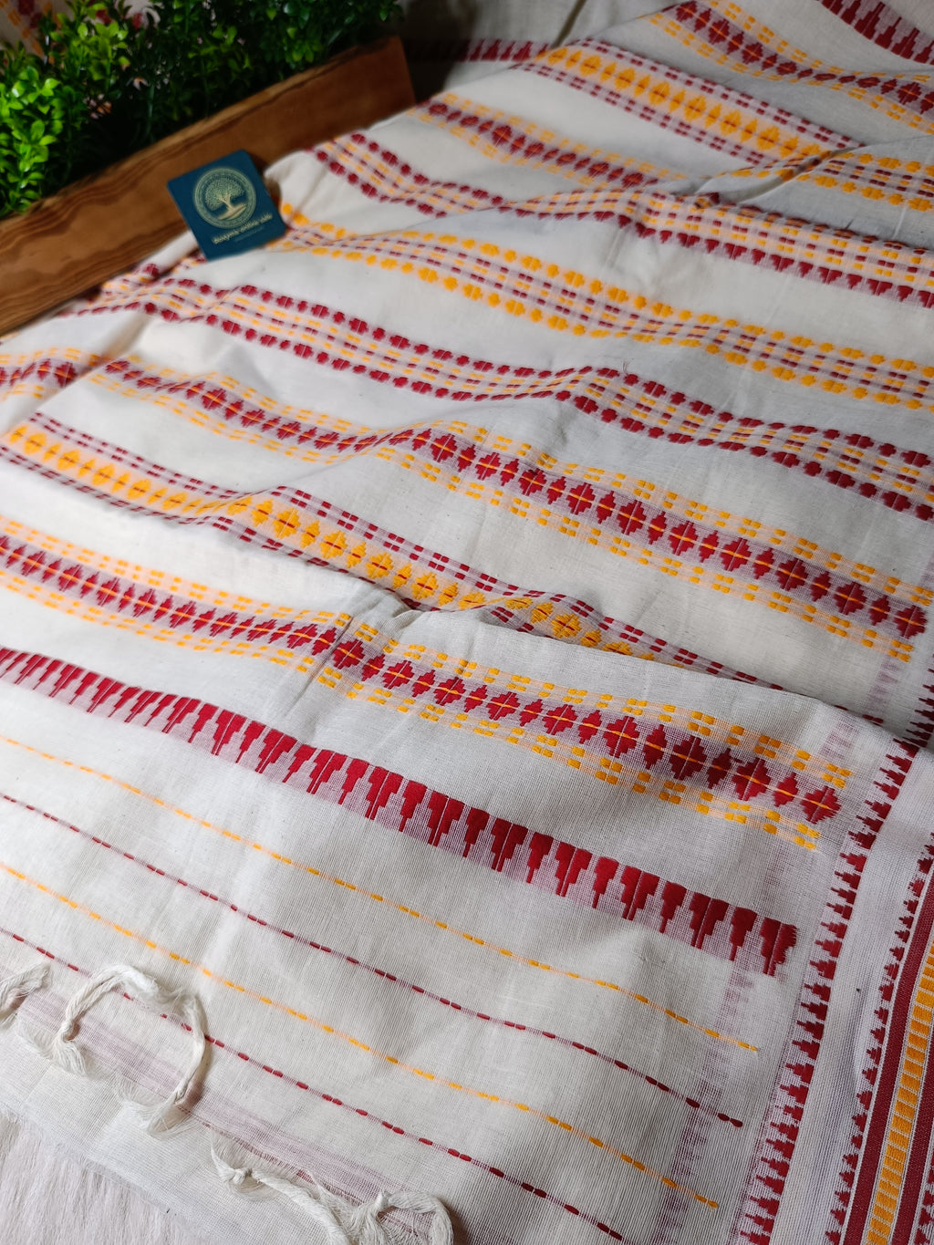 Begampuri Cotton Saree in Red & White