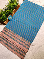 Premium Handwoven Dhonekhali Cotton Saree with Traditional Border & Tassels