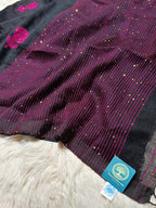 Pure Linen Handwoven Saree with Sequin Floral Motifs & Running Blouse Piece