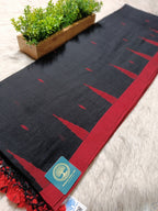Handloom Cotton Saree in  Black and Red