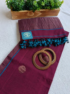 Pure Cotton Jamdani Suit Pieces In Wine-magenta Shade|Top & Dupatta only