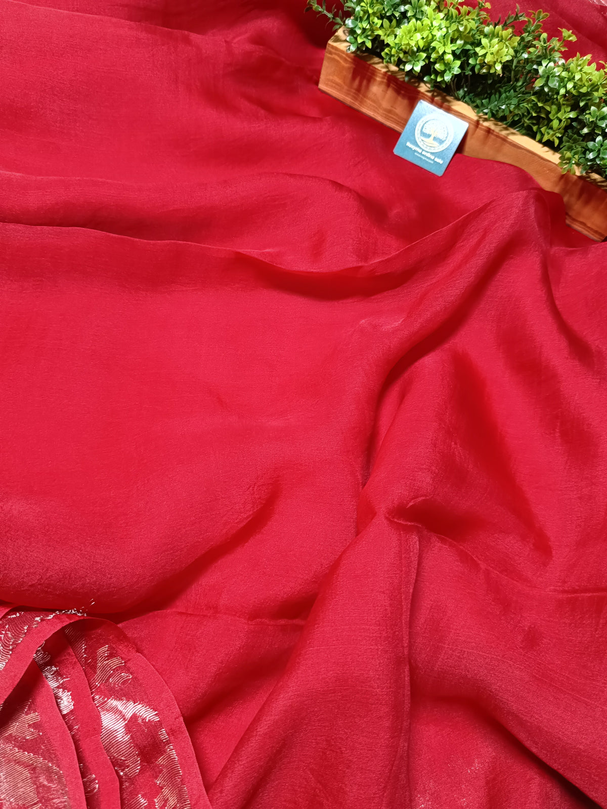 Subarnalata - Pure Maslin Silk Saree with Matka Silk Blouse Piece | Premium Handloom Silk Saree | Elegant Festive & Wedding Wear
