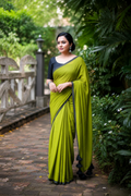 Olive Green Mulmul Cotton Saree