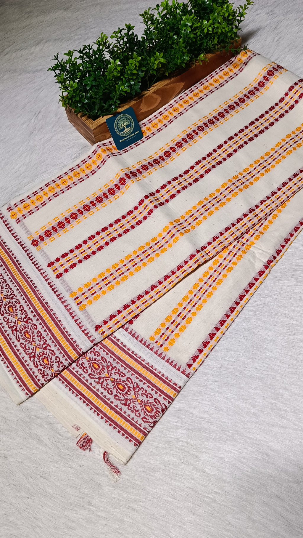 Begampuri Cotton Saree in Red & White