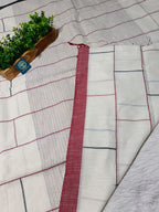 Pure Cotton Saree with Double  Contrast Border and Blouse Piece