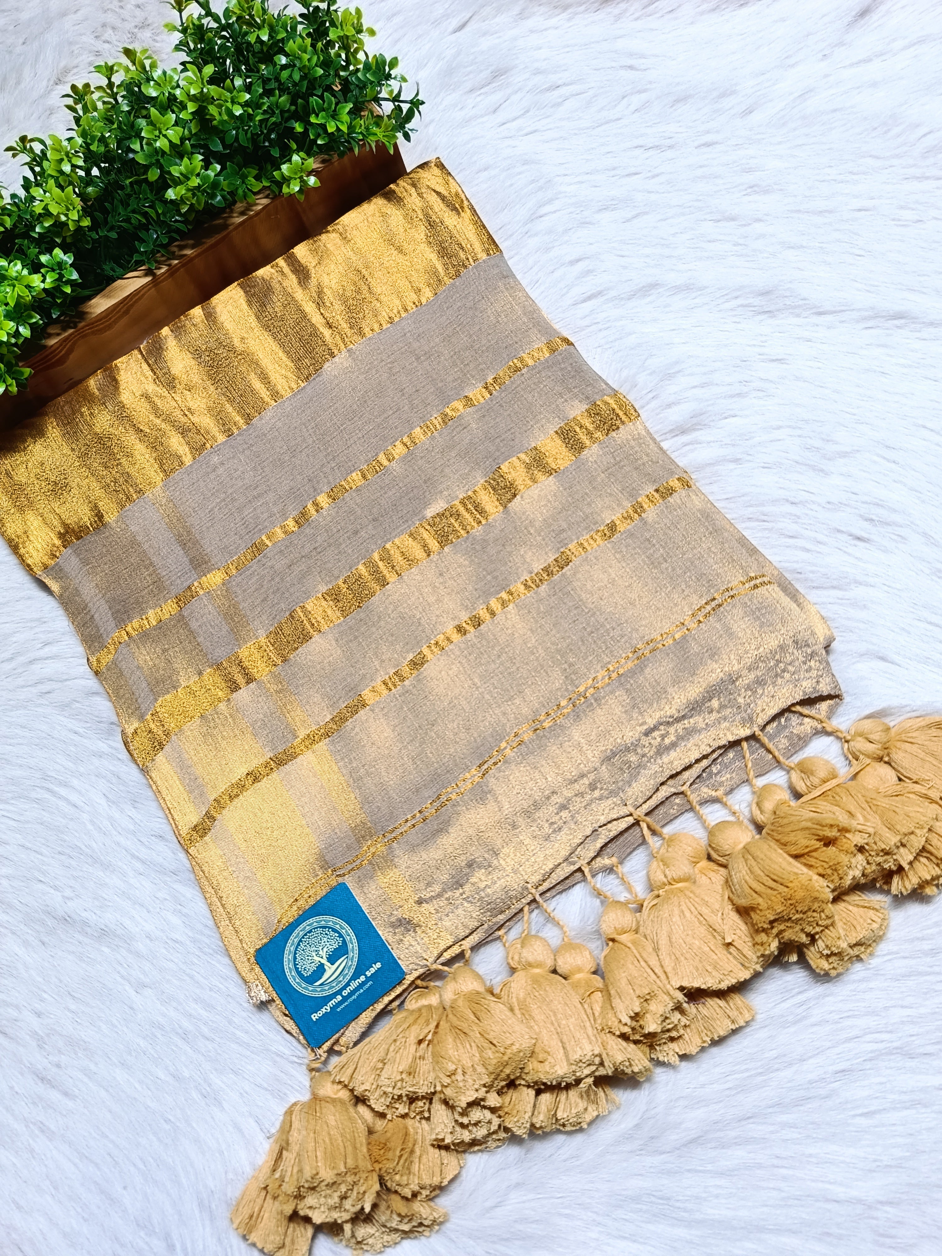 Pavitra - Golden Tissue Modal Silk Saree