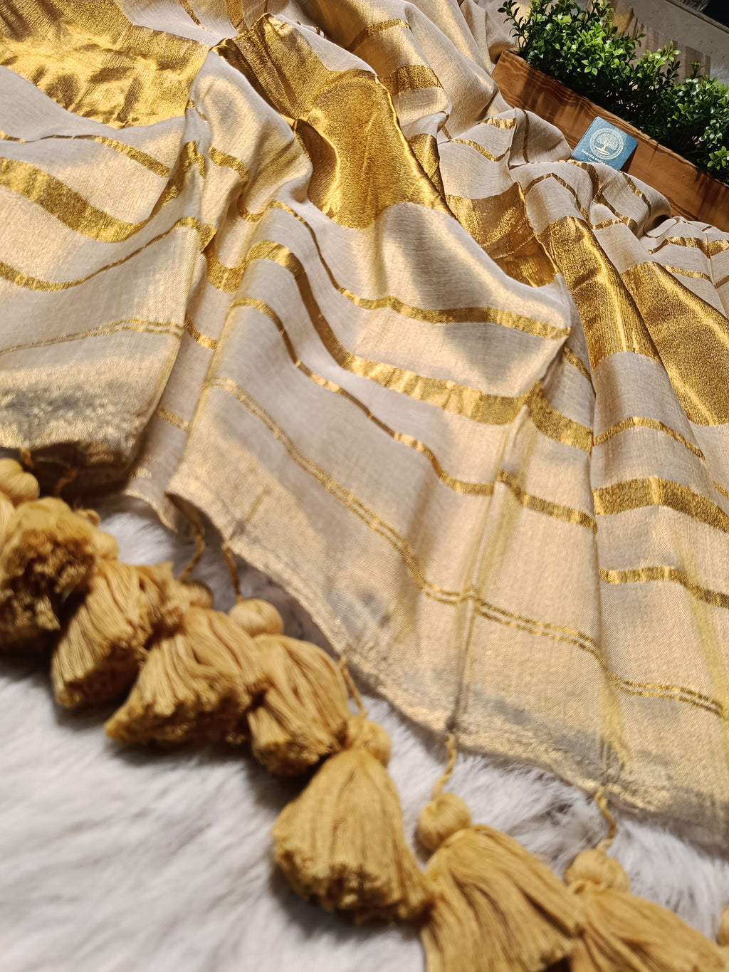 Pavitra - Golden Tissue Modal Silk Saree