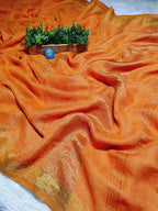 Jayasree Linen Saree With Zari Border and Blouse Piece