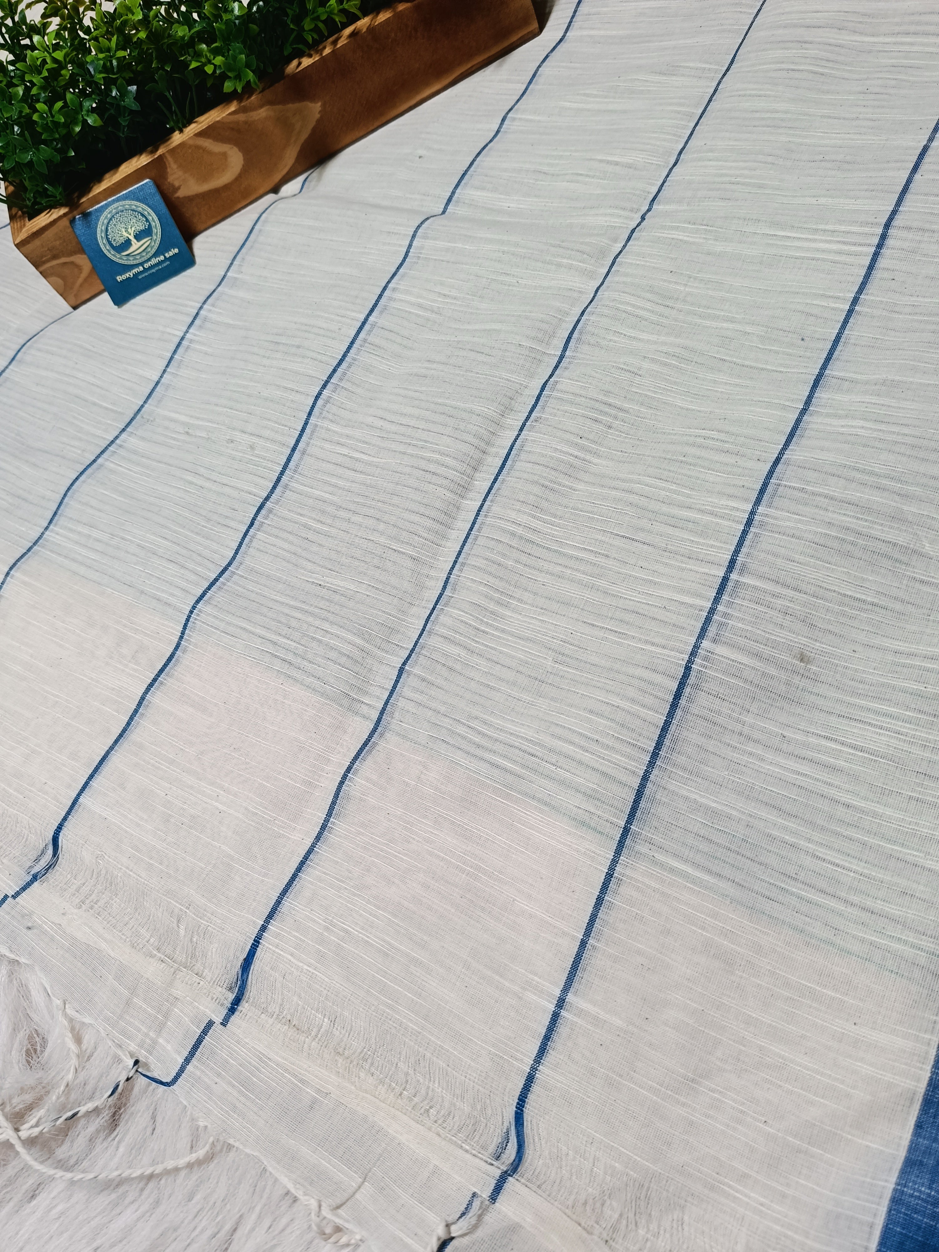 Pure Cotton Saree with Double  Contrast Border and Blouse Piece