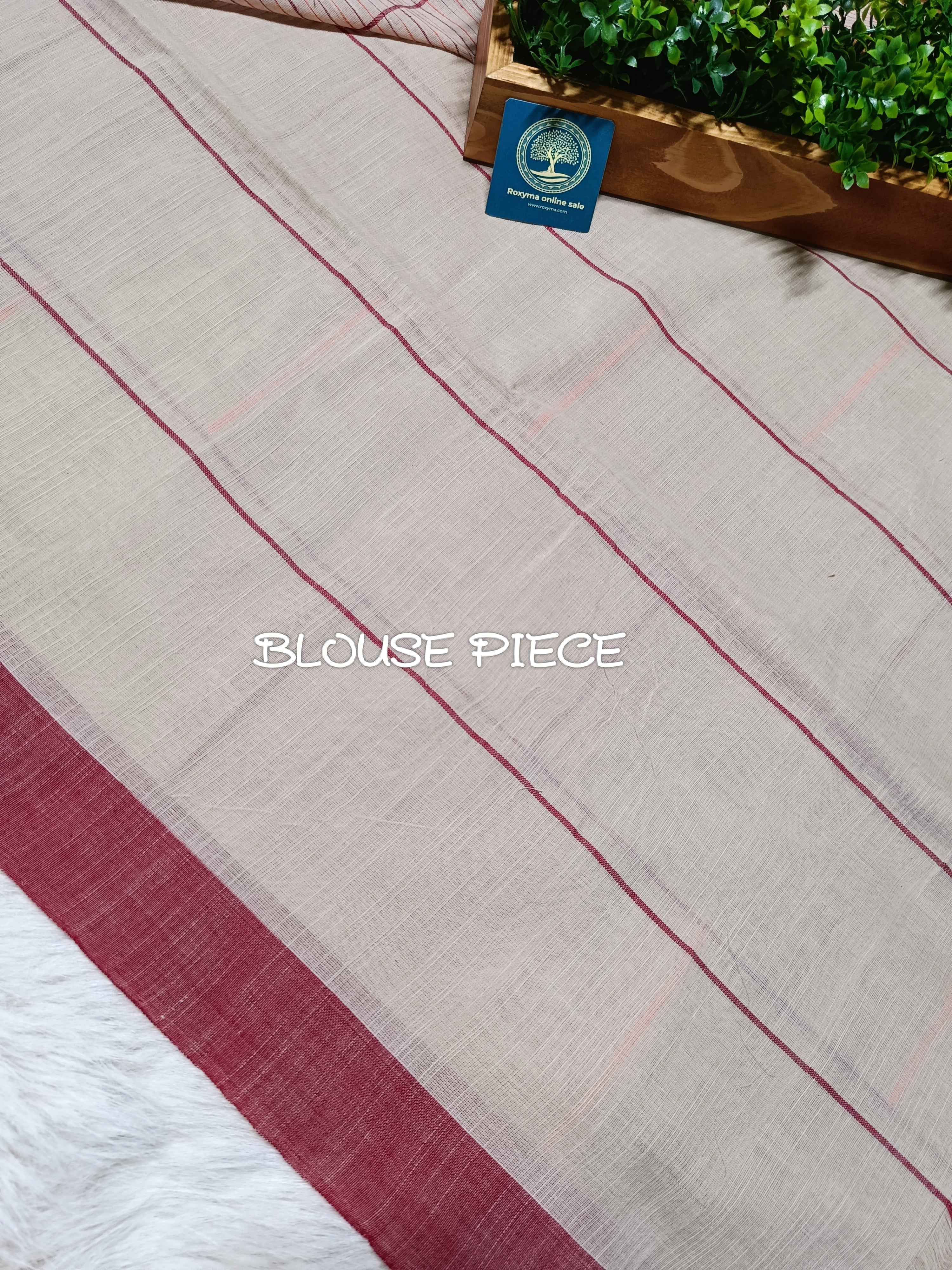 Pure Cotton Saree with Double  Contrast Border and Blouse Piece