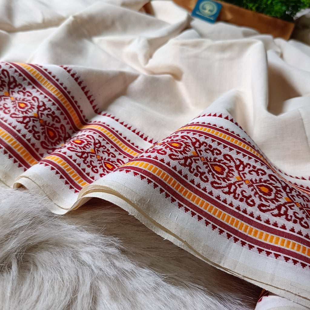 Begampuri Cotton Saree in Red & White