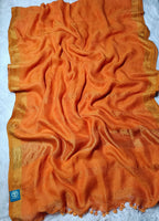 Jayasree Linen Saree With Zari Border and Blouse Piece