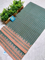 Premium Handwoven Dhonekhali Cotton Saree – Traditional Border | No Blouse Piece