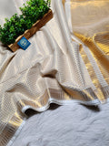 Mulmul Cotton Saree With Golden Zari Naksha  Women Border