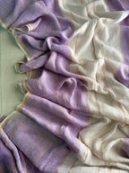 Premium Handwoven Jaishree Linen Saree in Lavender & Ivory with Blouse Piece