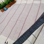 Pure Cotton Saree with Double  Contrast Border and Blouse Piece