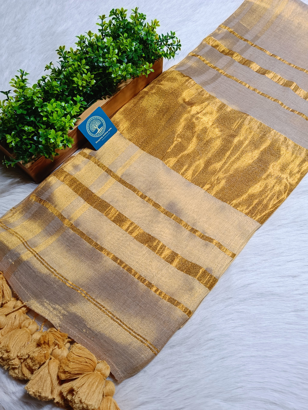 Pavitra - Golden Tissue Modal Silk Saree