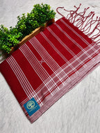 Red Cotton Jamdani Saree with Bhujodi-Style Weaving