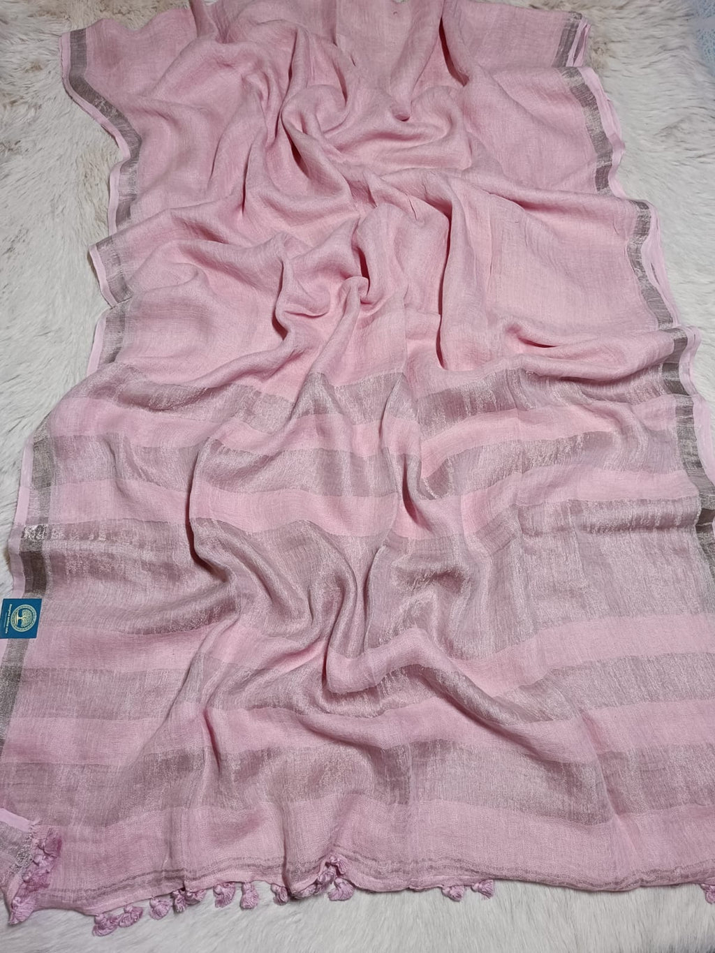 Pure Handwoven Jaishree Linen in Baby Pink Shed
