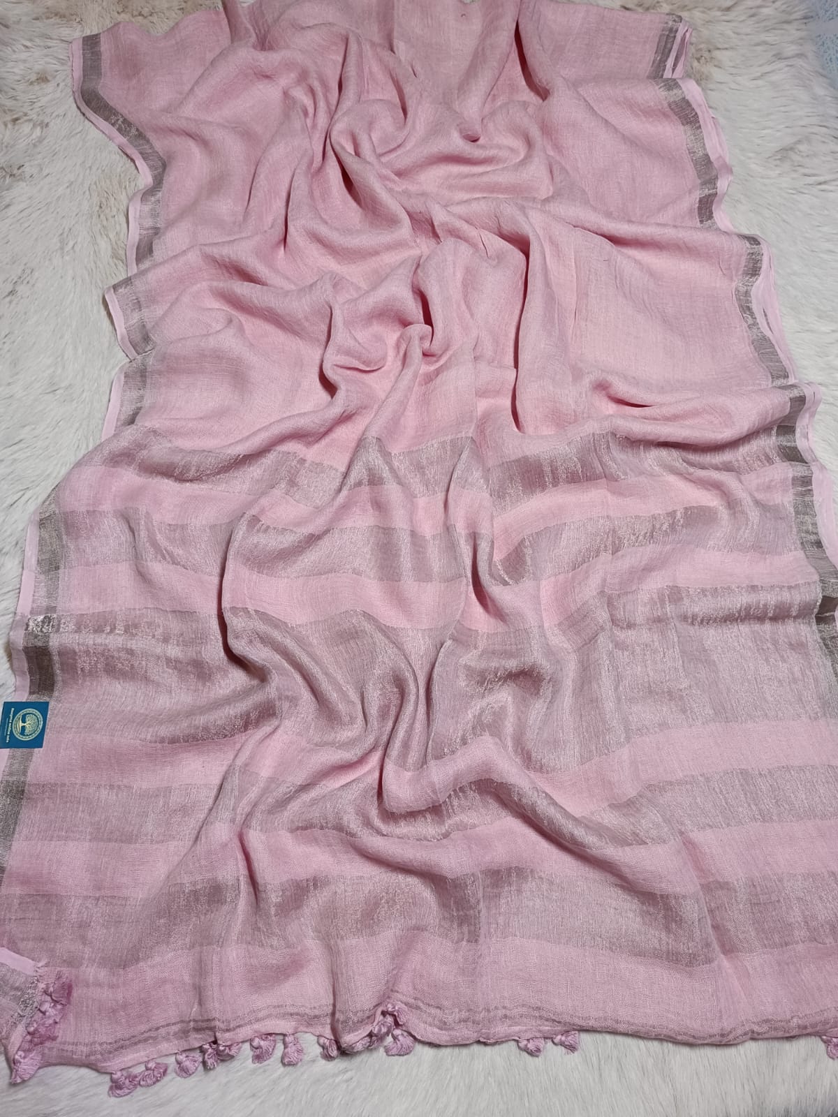 Pure Handwoven Jaishree Linen in Baby Pink Shed