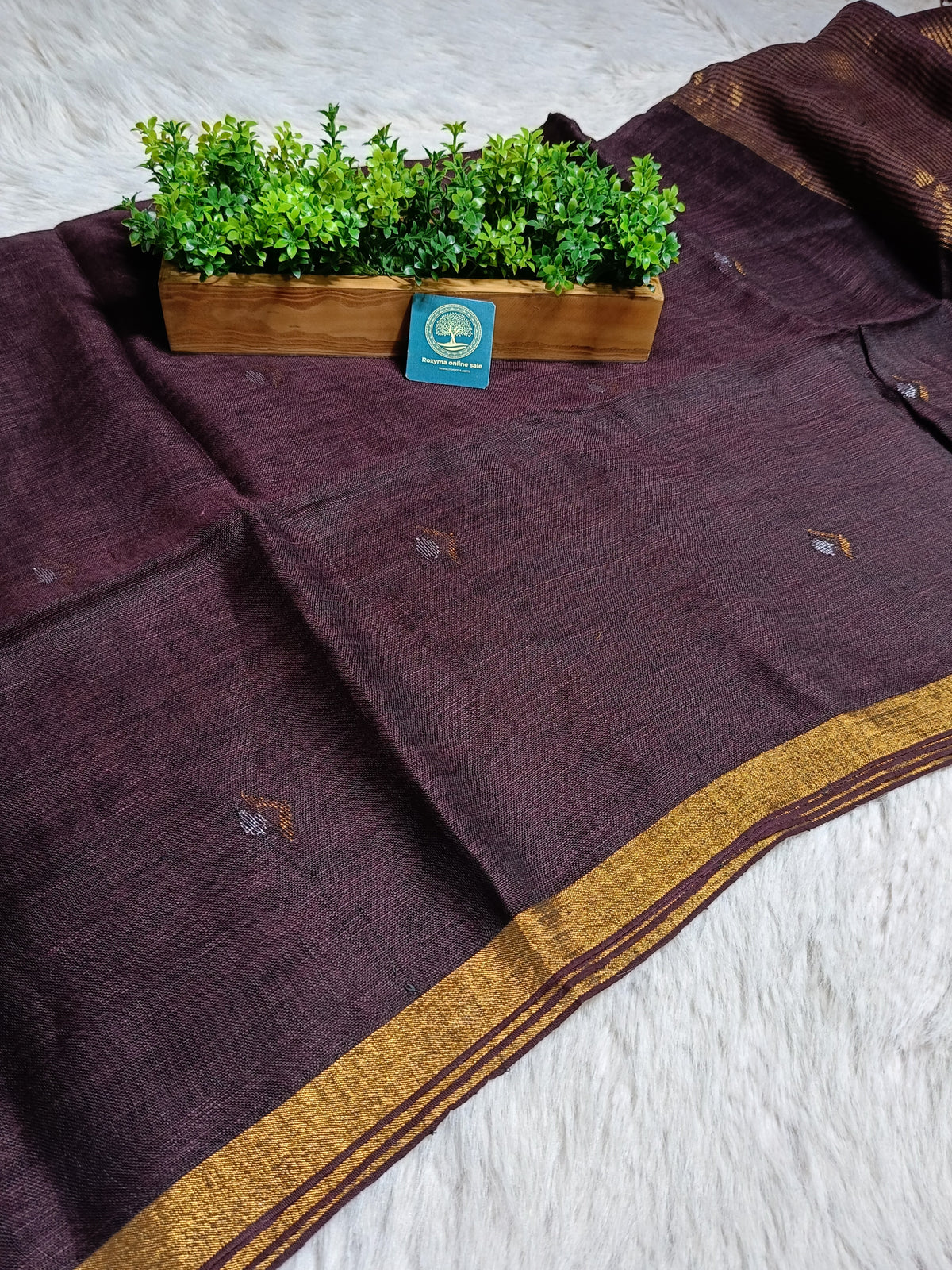 Premium Jaishree Linen Jamdani Saree With BP