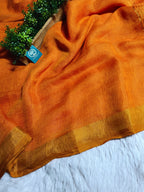 Jayasree Linen Saree With Zari Border and Blouse Piece
