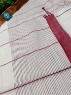 Pure Cotton Saree with Double  Contrast Border and Blouse Piece